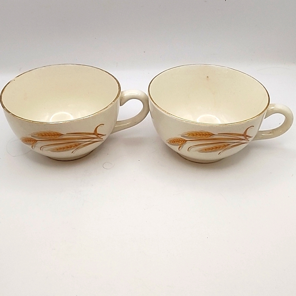 Vintage Homer Laughlin Golden Wheat Tea Cups 2 Count
